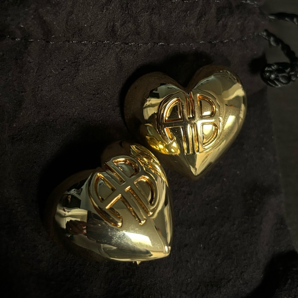 Anine Bing Gold Heart Logo Earrings
